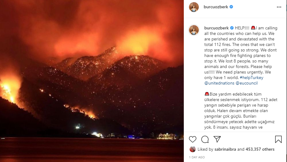 بورجو اوزبيرك تنشر بوست لدعم تركيا