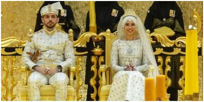 سلطان بروناي يحتفل بزواج ابنته من شاب عراقي وسيم.. والعروس تتألق بتاج الماسي