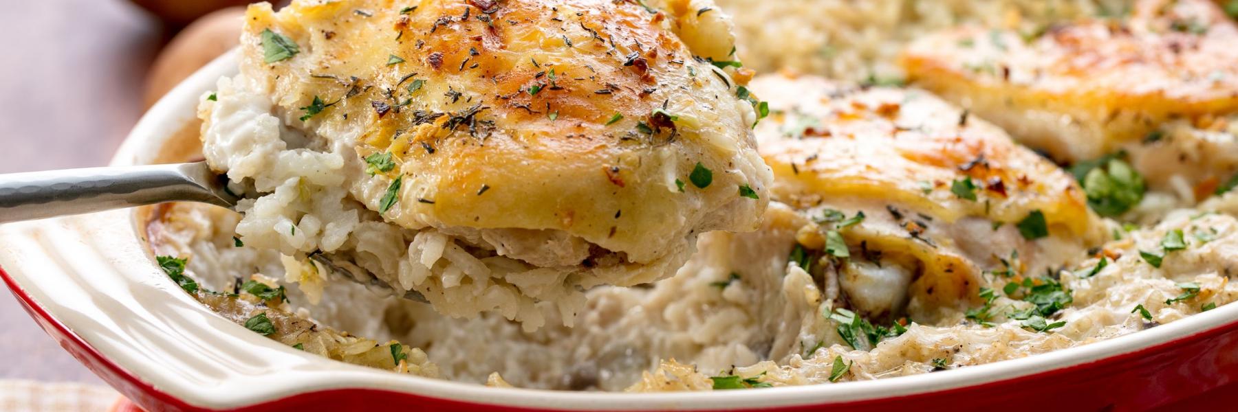 صينية رز بالدجاج والكريمة