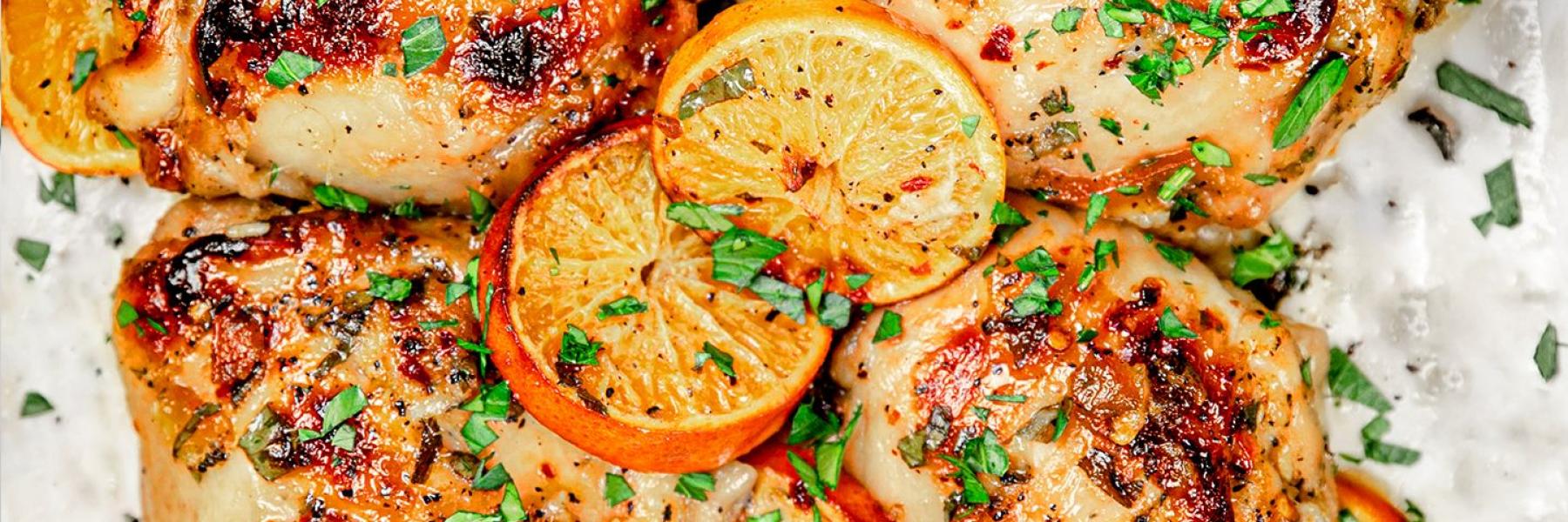 الدجاج المخبوز بالبرتقال