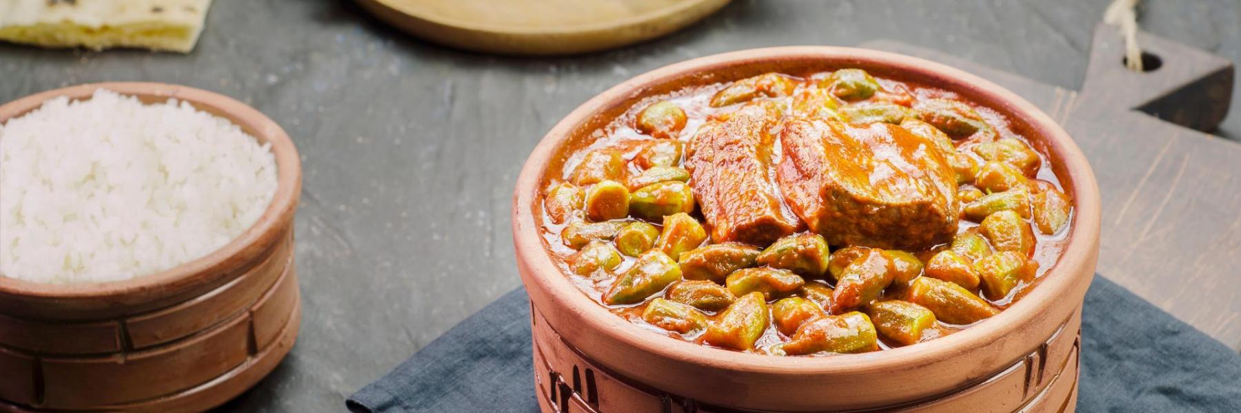 طاجن البامية باللحمة