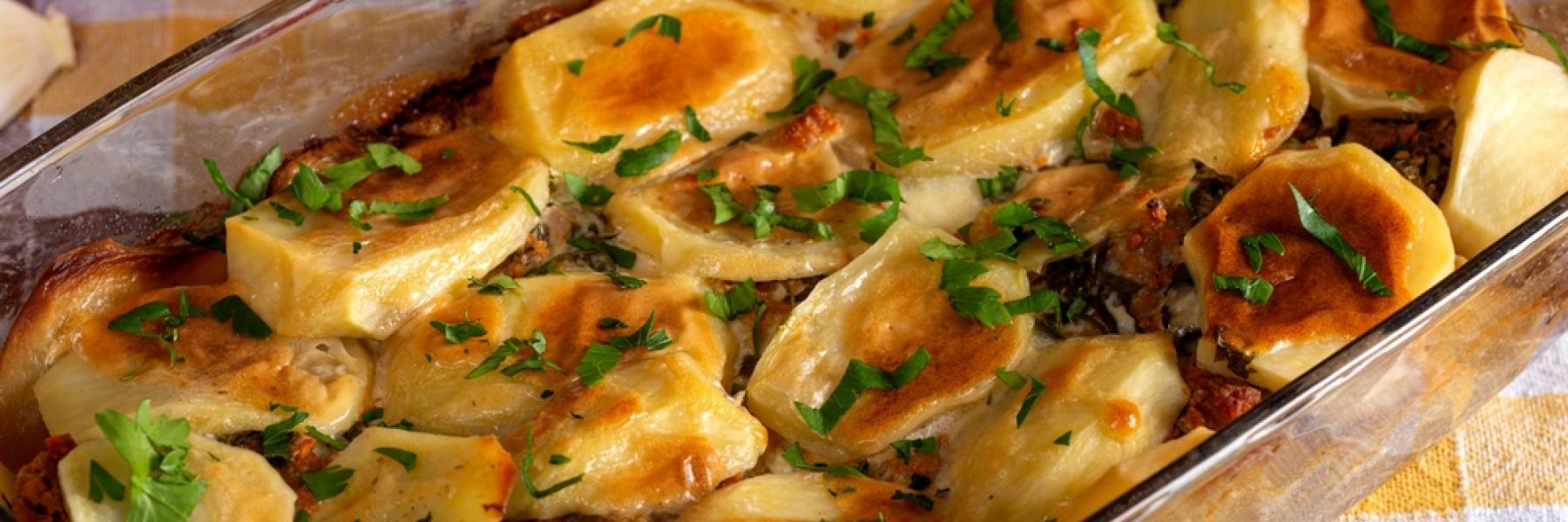 صينية البطاطا بكبدة الدجاج