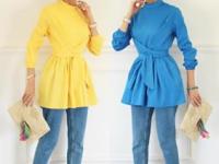 اعتمدت العارضة على فستان أسود طويل باللون الأسود وبنطلون مام فيت باللون الأزرق وحذاء وحقيبة باللون الأسود.