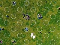 تم رسم دوائر بيضاء تشبه نقاط البولكا في أربع حدائق في سان فرانسيسكو لتعزيز التباعد الاجتماعي