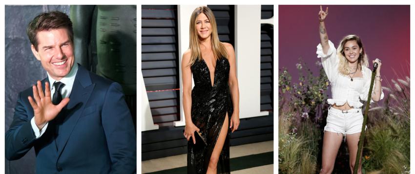 مايلي سايرس وجينيفر انيستون وتوم كروز