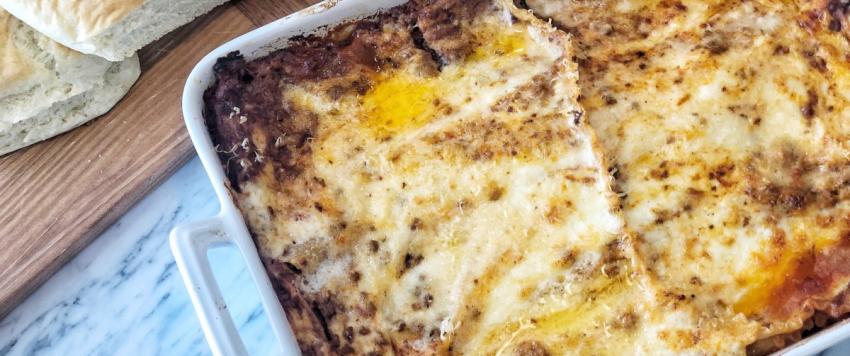 صينية الرز البني بالبشاميل