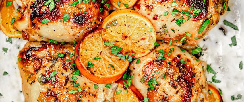 الدجاج المخبوز بالبرتقال