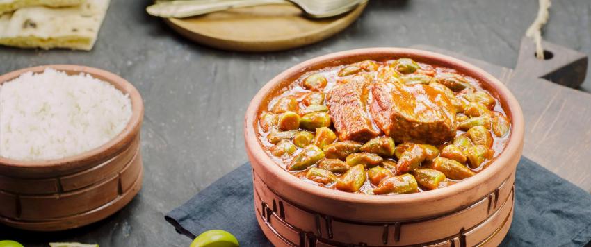 طاجن البامية باللحمة
