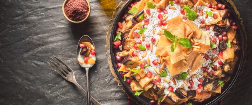 فتة الباذنجان والبطاطا