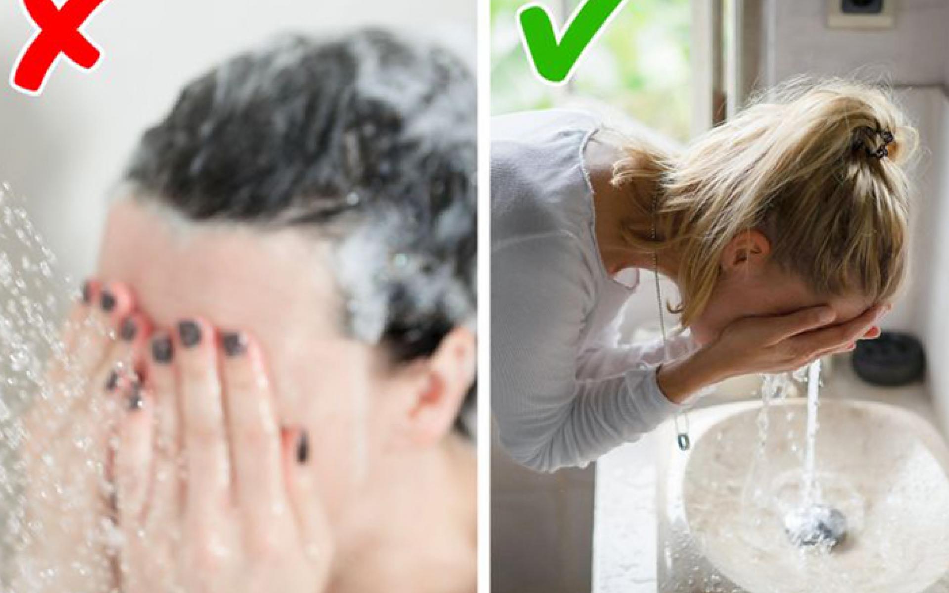 غسل وجهك عند الاستحمام