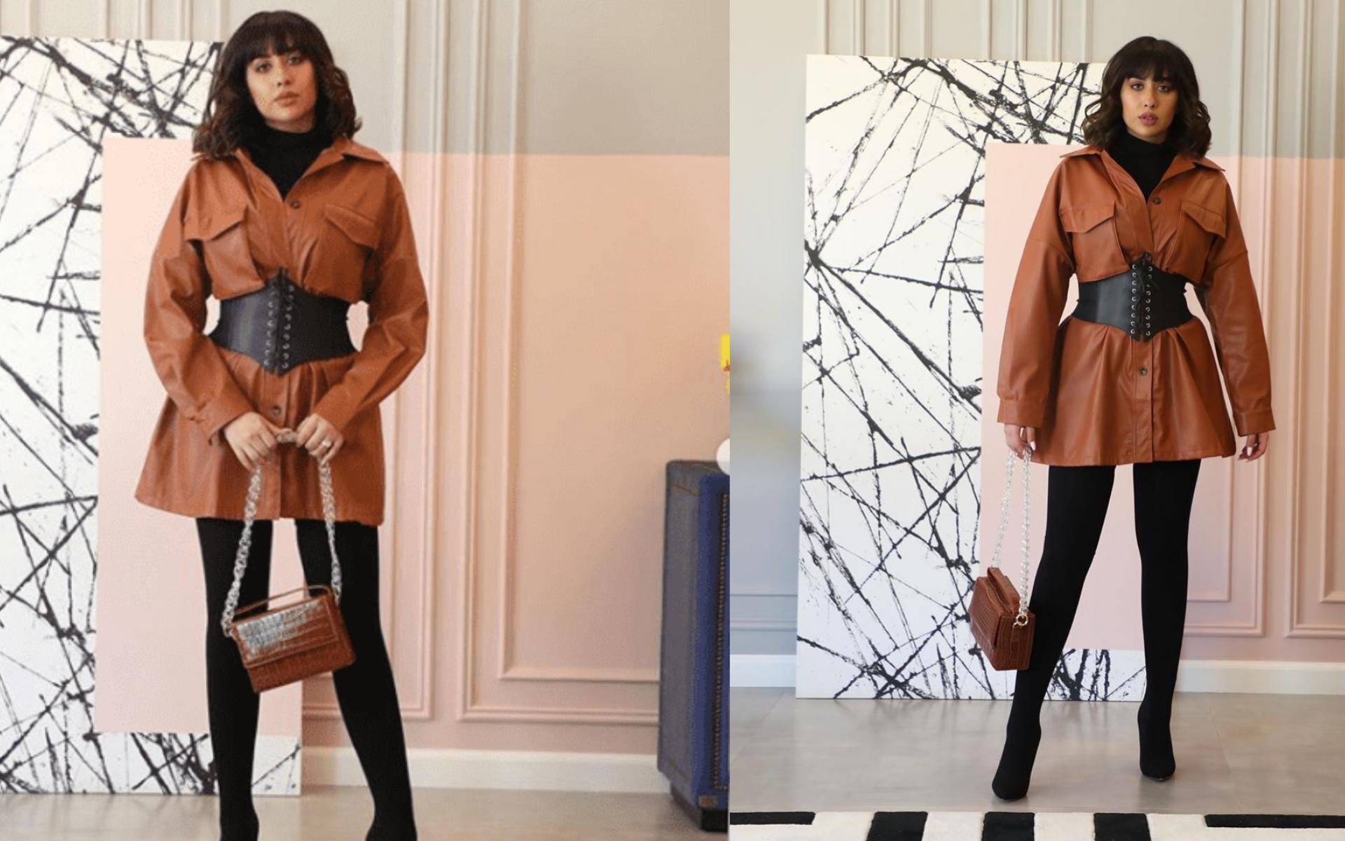 البوت الشتوي الطويل إحدى الصيحات التي لا تموت، واختارت فرح اللون الأسود منه وكسرته بجاكيت على شكل قميص باللون الزيتي