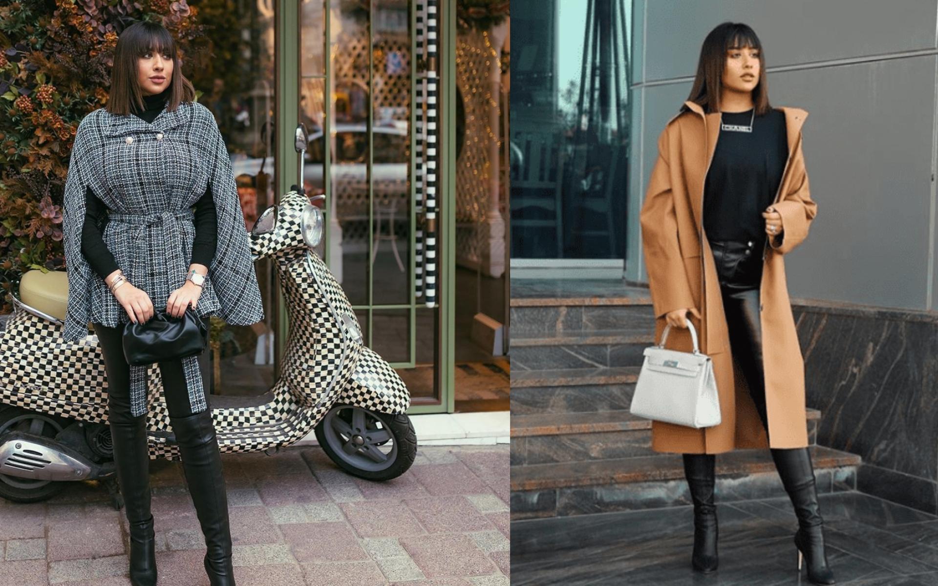 البنطلون الجلد هو أحد الإطلالات الشتوية التي لا يستغنى عنها، يمكنكِ تنسيقه مع جاكيت طويل باللون البني أو جاكيت قصير باللون الرمادي